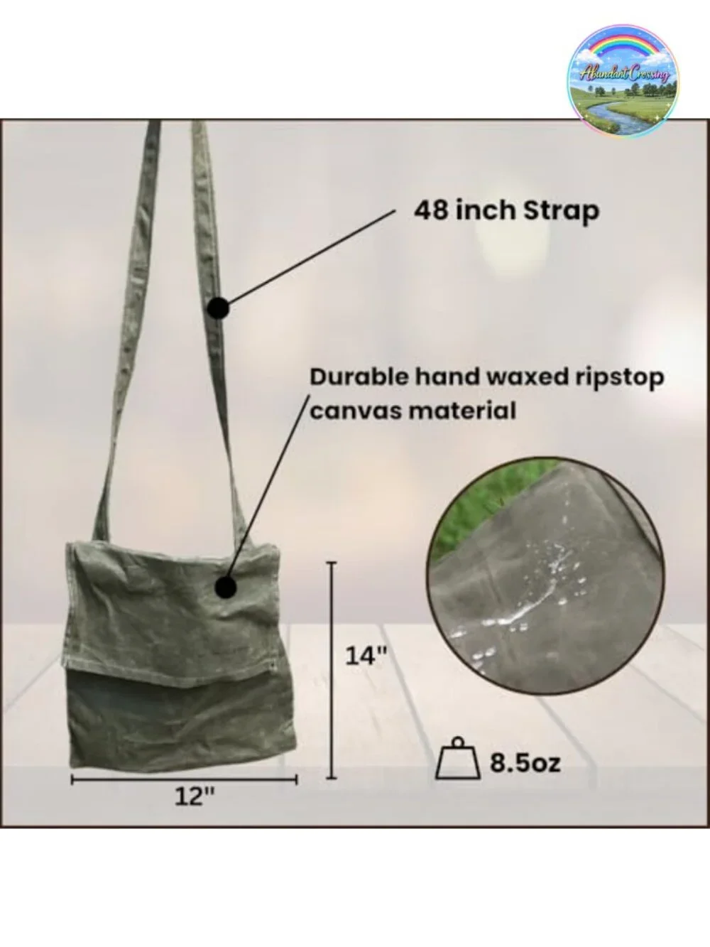 Waxed Canvas Haversack Shoulder Bag - Bushcraft Foraging Messenger, Adjustable